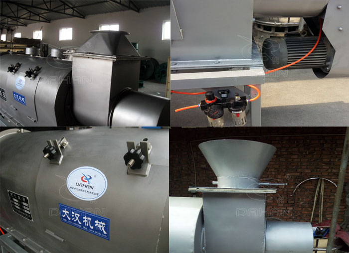氣旋篩：電機，進料口，氣壓裝置等特寫圖片