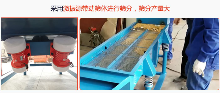 采用激振源帶動(dòng)篩體進(jìn)行篩分，篩分產(chǎn)量大。