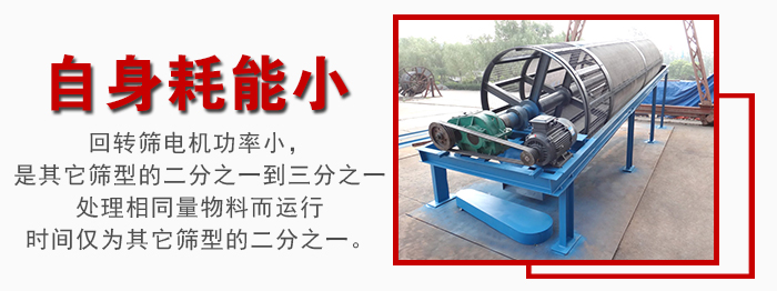 滾筒篩耗能小，使用壽命長，維修方便