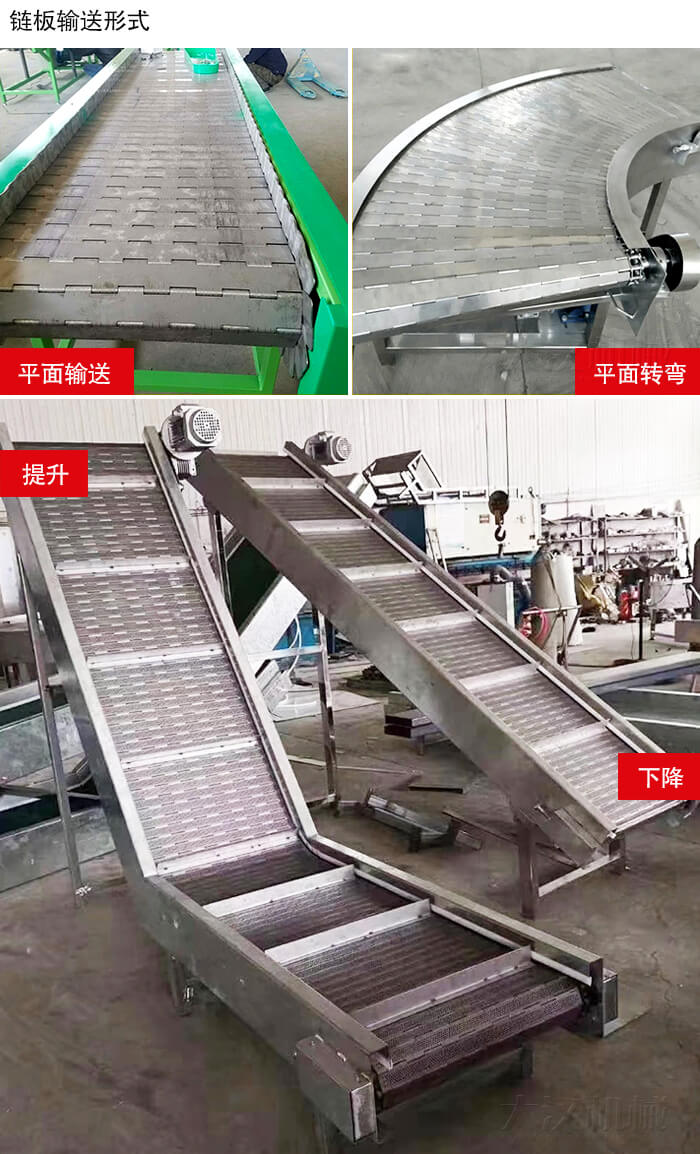 鏈板輸送機平面輸送，平面拐彎，提升等運行現(xiàn)場圖片